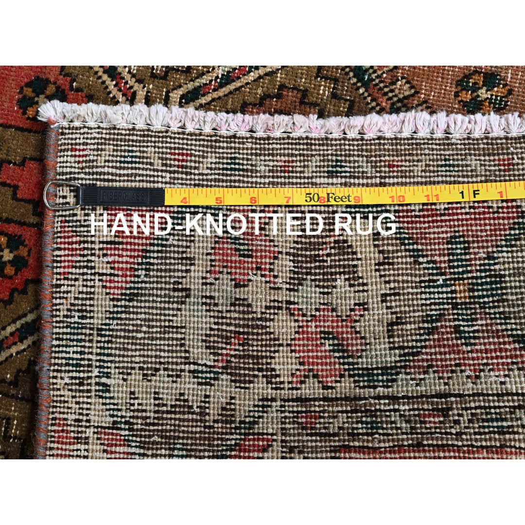 3'5" x 10'3" Vintage Hand Knotted Red Wool Runner Oriental Rug - MOA102882