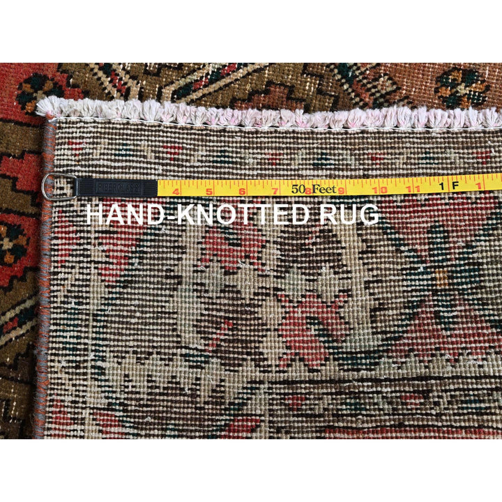 3'5" x 10'3" Vintage Hand Knotted Red Wool Runner Oriental Rug - MOA102882
