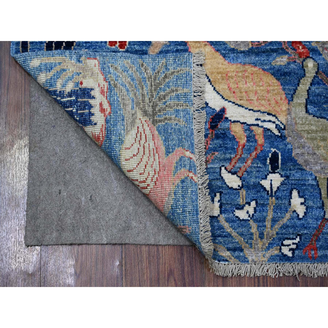 4'1" x 5'10" New Hand Knotted Blue Wool Rectangle Oriental Rug - MOA10288322