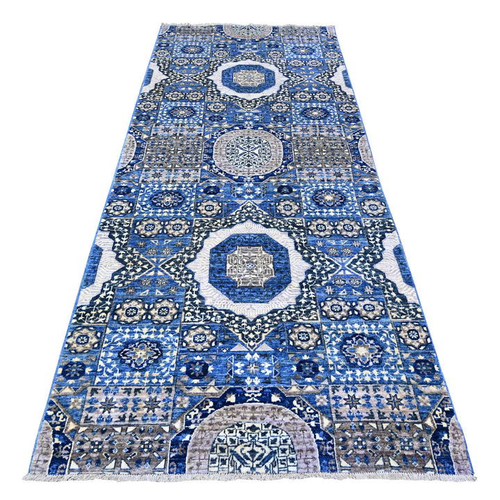 4'0" x 9'10" New Hand Knotted Blue Wool Runner Oriental Rug - MOA10288329