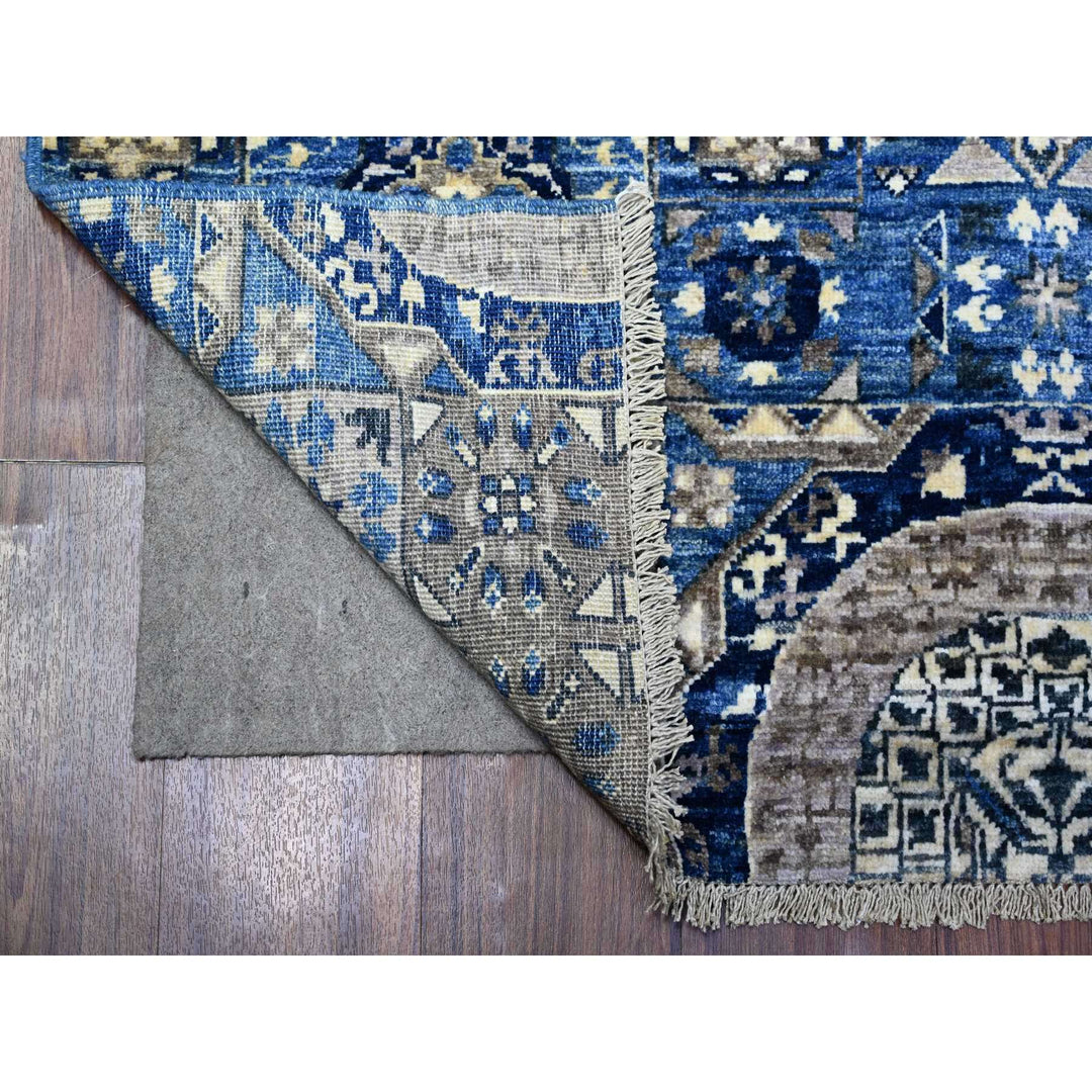 4'0" x 9'10" New Hand Knotted Blue Wool Runner Oriental Rug - MOA10288329