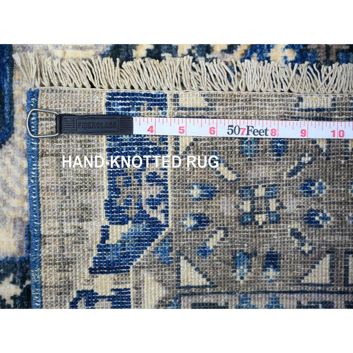 4'0" x 9'10" New Hand Knotted Blue Wool Runner Oriental Rug - MOA10288329