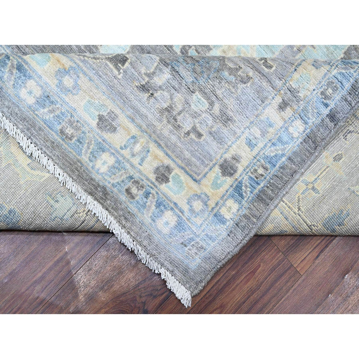 9'11" x 13'6" New Hand Knotted Grey Wool Rectangle Oriental Rug - MOA10288385