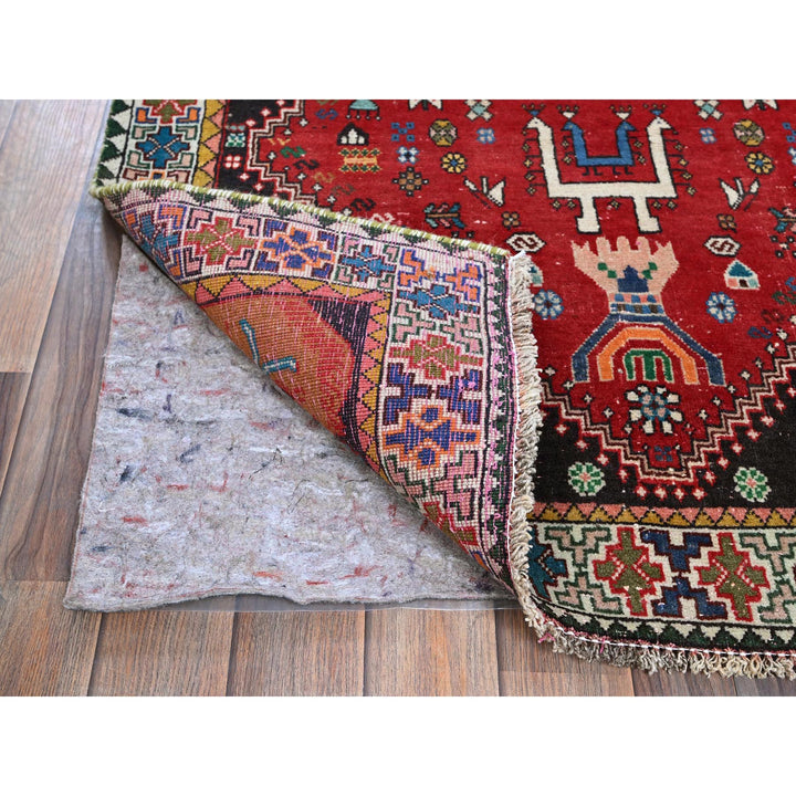 3'5" x 8'2" Vintage Hand Knotted Red Wool Runner Oriental Rug - MOA102883