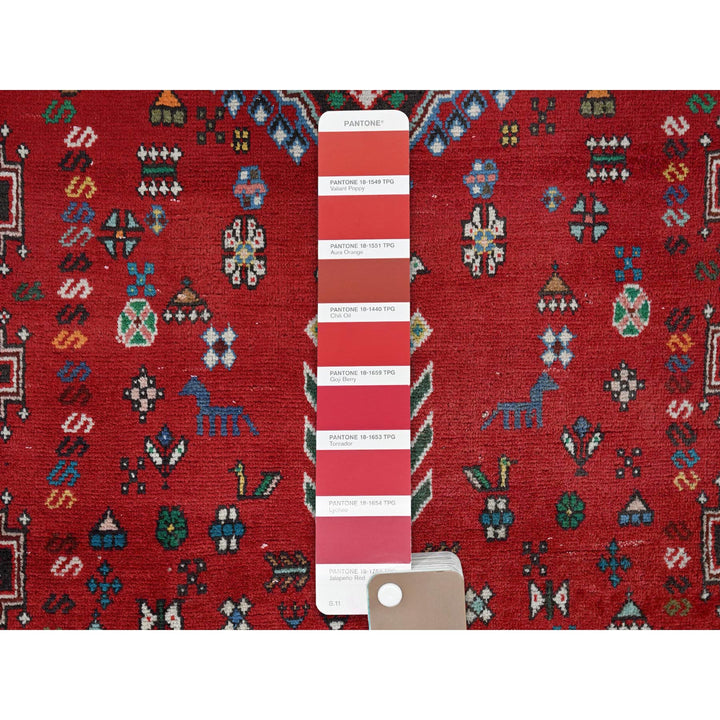 3'5" x 8'2" Vintage Hand Knotted Red Wool Runner Oriental Rug - MOA102883