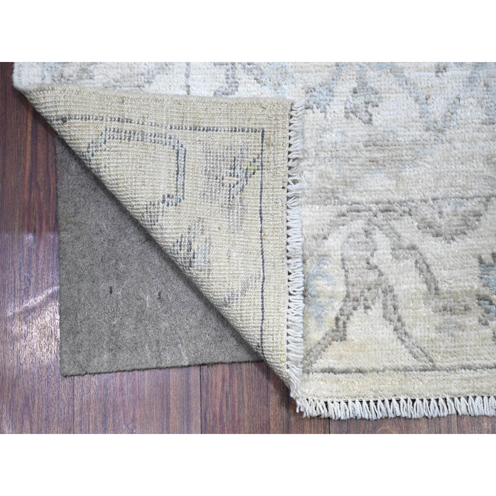 4'0" x 16'1" New Hand Knotted Ivory Wool Runner Oriental Rug - MOA10288436