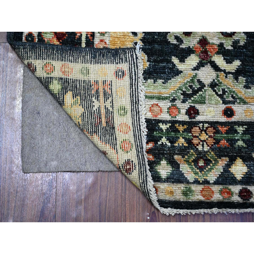 4'3" x 9'7" New Hand Knotted Black Wool Runner Oriental Rug - MOA10288438