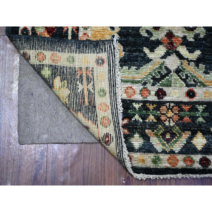 4'3" x 9'7" New Hand Knotted Black Wool Runner Oriental Rug - MOA10288438