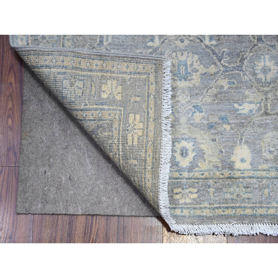 2'8" x 19'9" New Hand Knotted Grey Wool Runner Oriental Rug - MOA10288466