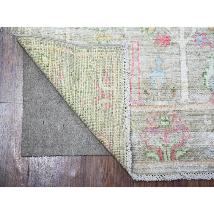 3'3" x 5'0" New Hand Knotted Green Wool Rectangle Oriental Rug - MOA10288512