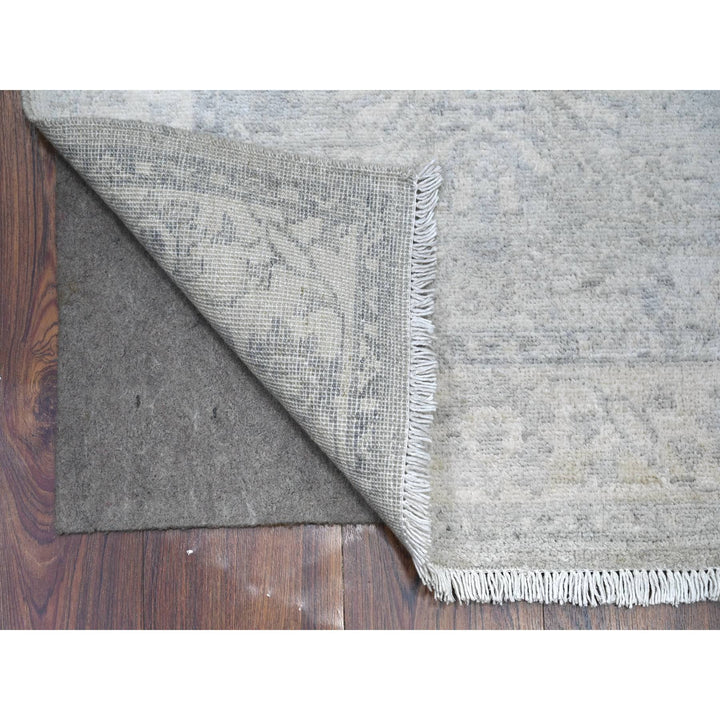 2'6" x 19'1" New Hand Knotted Grey Wool Runner Oriental Rug - MOA10288531