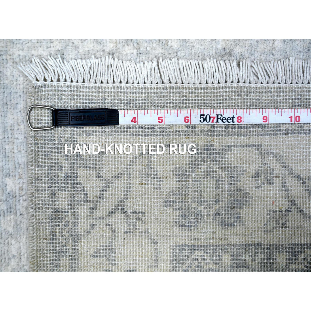 2'6" x 19'1" New Hand Knotted Grey Wool Runner Oriental Rug - MOA10288531