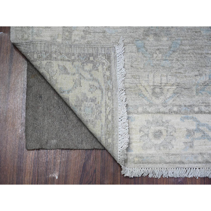 2'7" x 11'4" New Hand Knotted Grey Cotton Runner Oriental Rug - MOA10288533