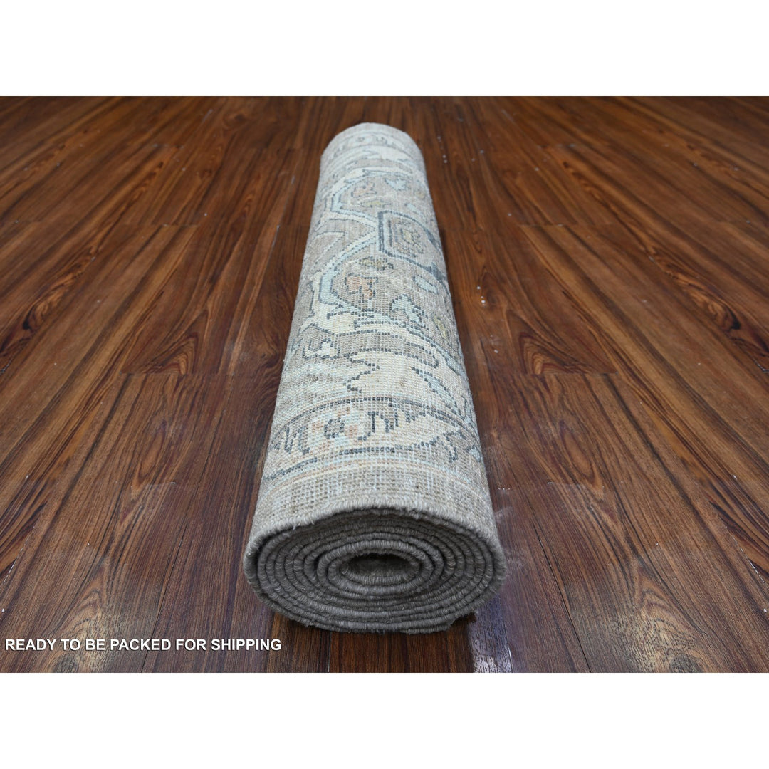 2'9" x 11'10" New Hand Knotted Grey Wool Runner Oriental Rug - MOA10288537