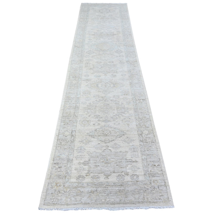 2'8" x 11'3" New Hand Knotted Ivory Cotton Runner Oriental Rug - MOA10288552