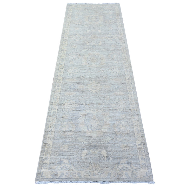 2'6" x 7'10" New Hand Knotted Grey Wool Runner Oriental Rug - MOA10288555