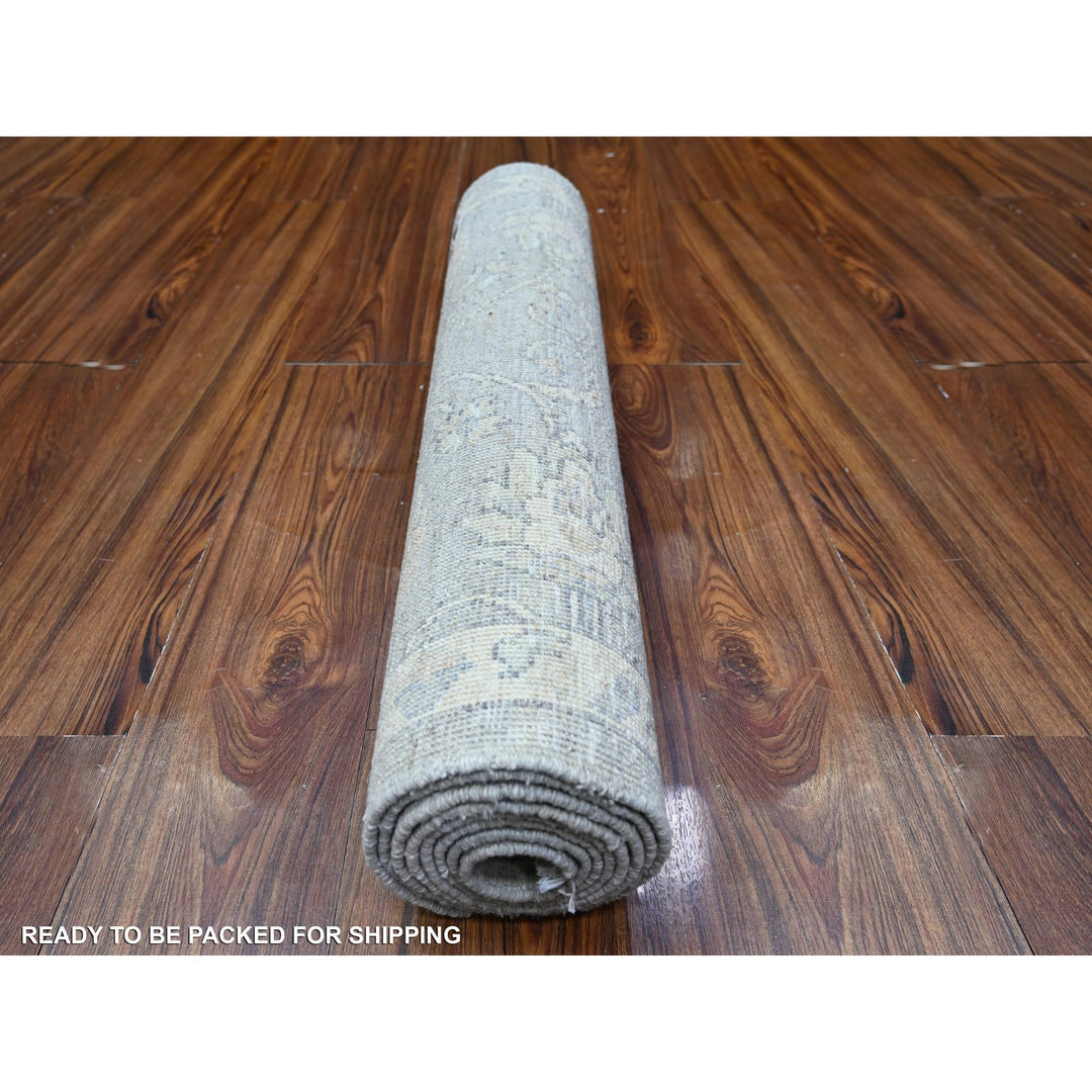 2'6" x 7'10" New Hand Knotted Grey Wool Runner Oriental Rug - MOA10288555