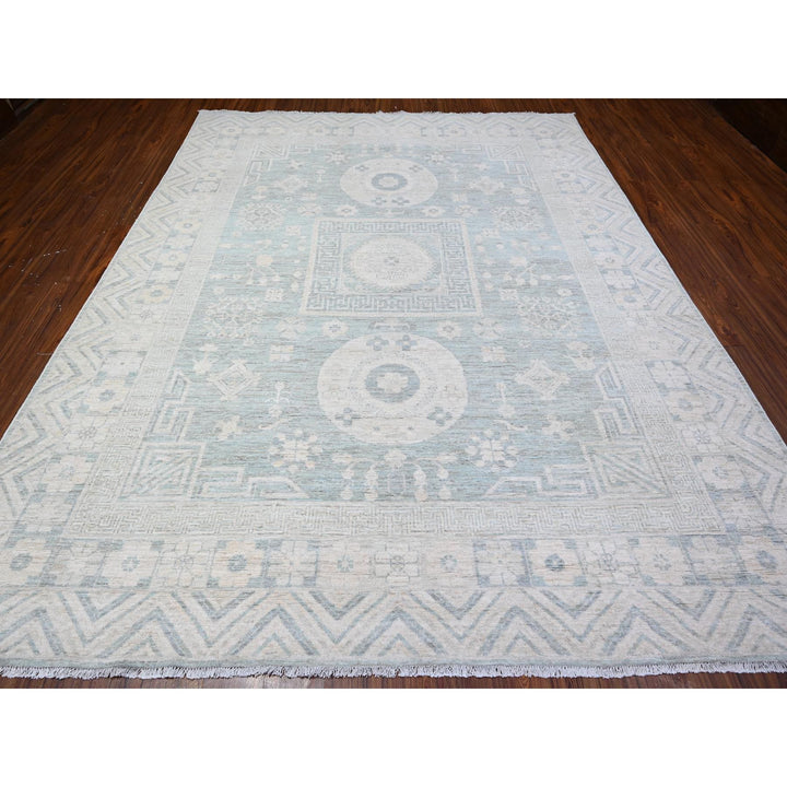 8'10" x 11'3" New Hand Knotted Blue Wool Rectangle Oriental Rug - MOA10288561