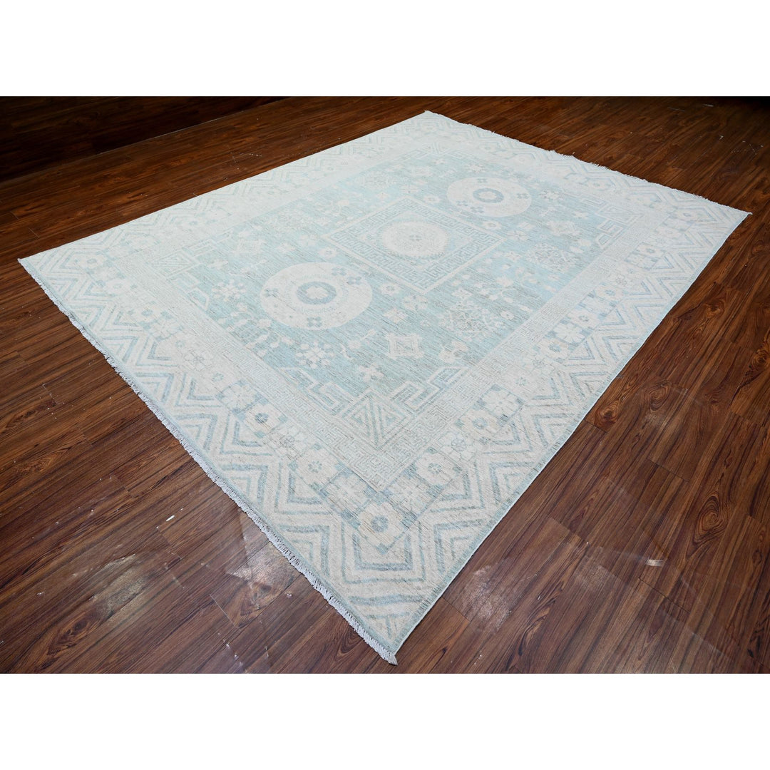 8'10" x 11'3" New Hand Knotted Blue Wool Rectangle Oriental Rug - MOA10288561