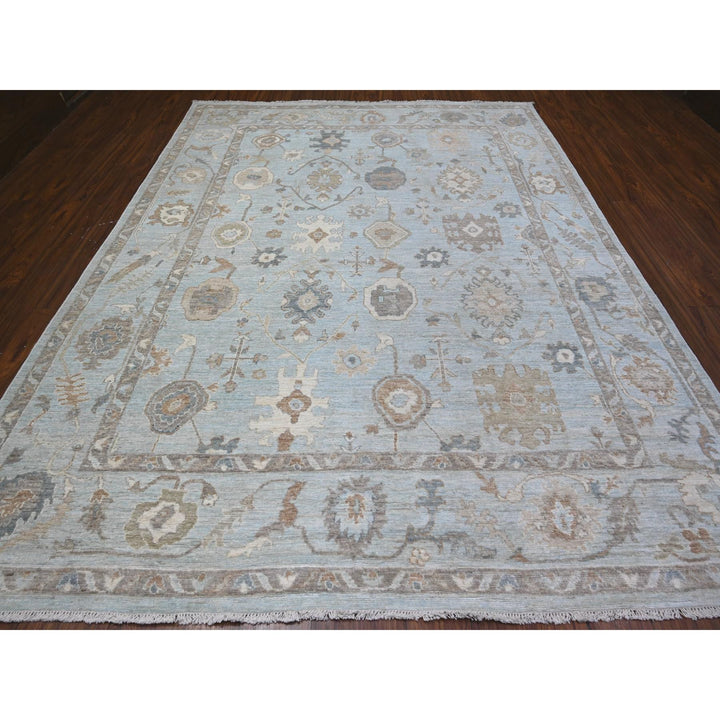 9'1" x 11'10" New Hand Knotted Blue Wool Rectangle Oriental Rug - MOA10288578