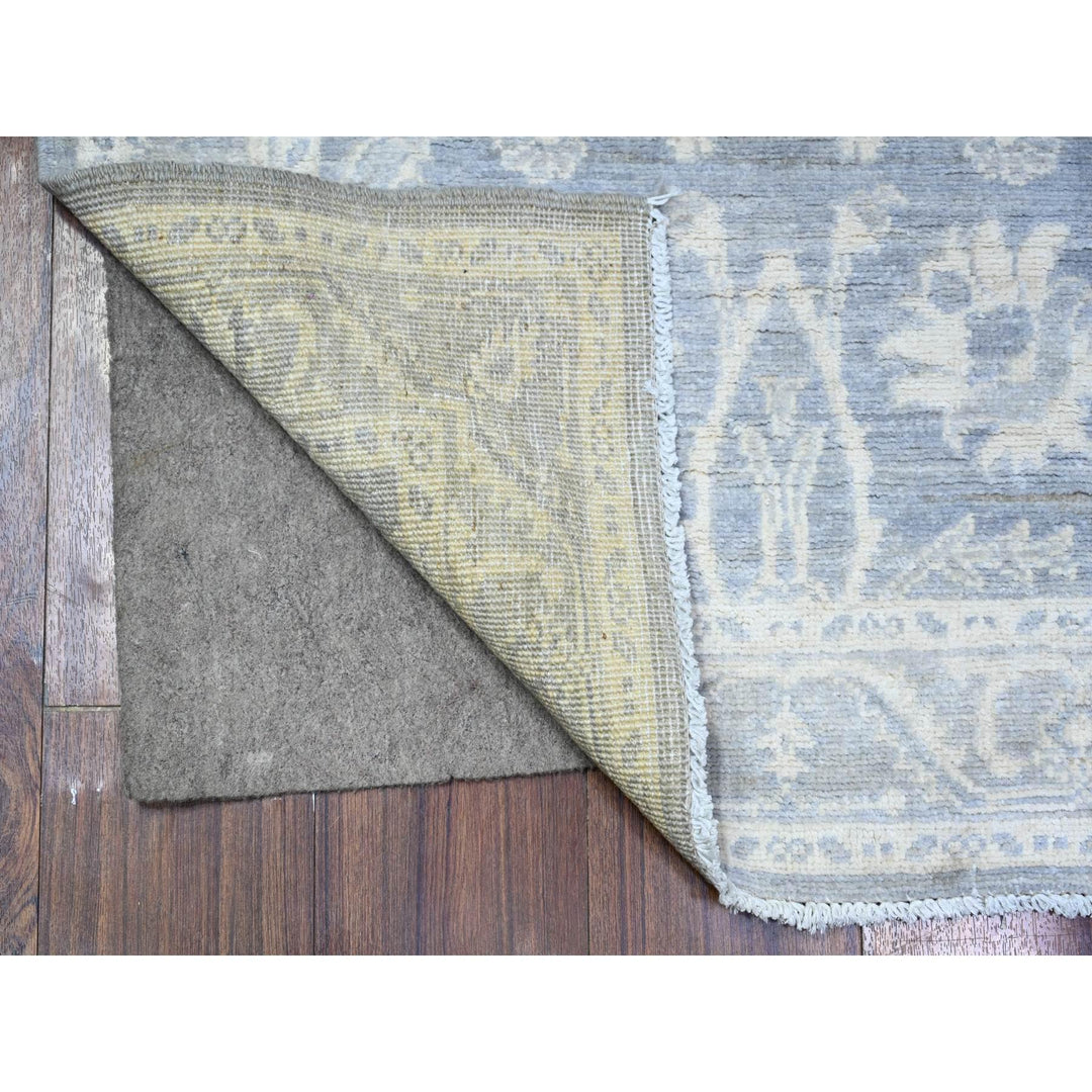 2'10" x 9'9" New Hand Knotted Grey Wool Runner Oriental Rug - MOA10288587