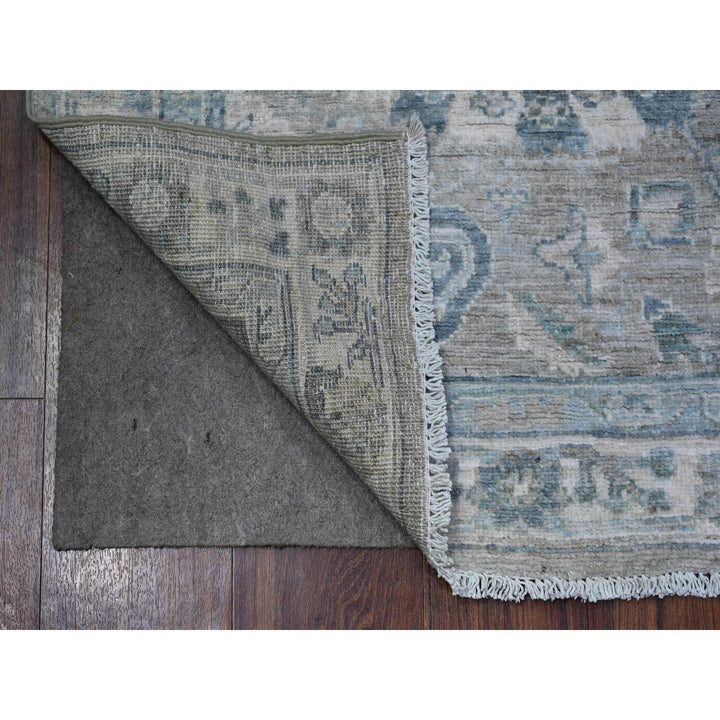 2'8" x 10'2" New Hand Knotted Grey Wool Runner Oriental Rug - MOA10288590