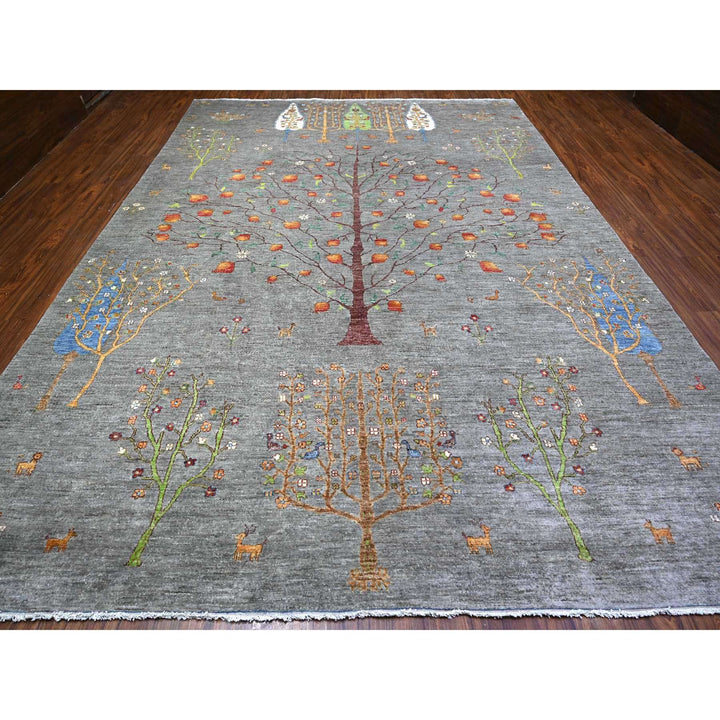 10'0" x 13'10" New Hand Knotted Grey Wool Rectangle Oriental Rug - MOA10288598