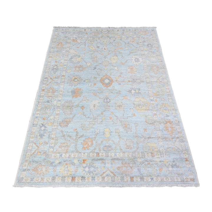 4'2" x 5'9" New Hand Knotted Blue Wool Rectangle Oriental Rug - MOA10288613