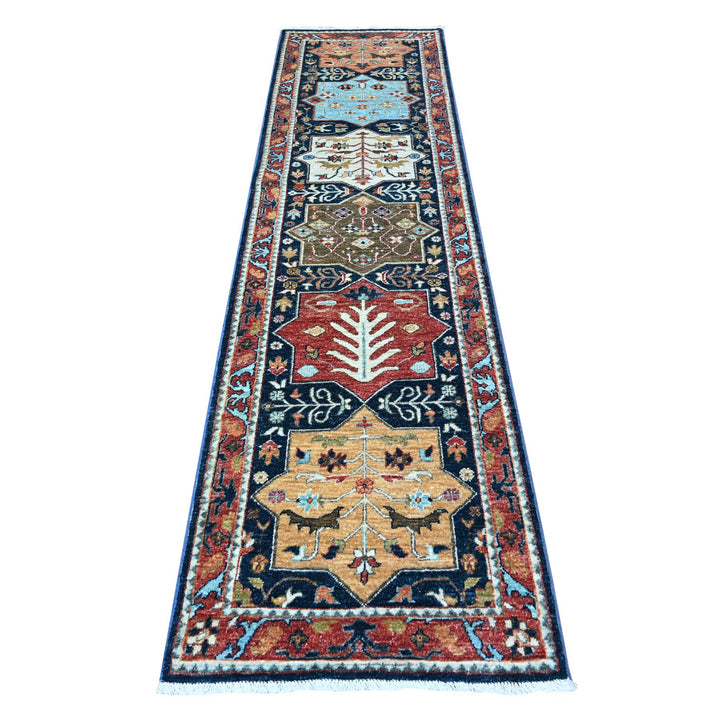 2'6" x 9'8" New Hand Knotted Blue Wool Runner Oriental Rug - MOA10288623