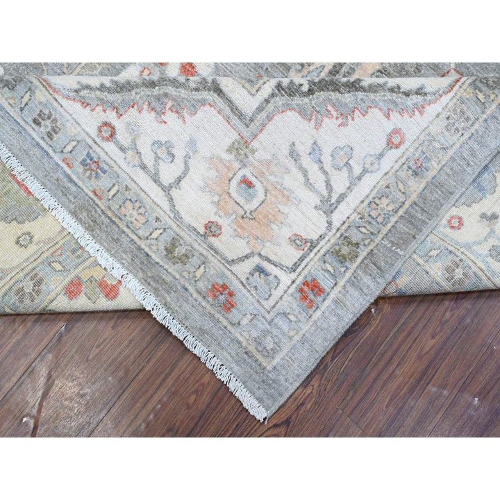 9'2" x 11'10" New Hand Knotted Grey Wool Rectangle Oriental Rug - MOA10288643