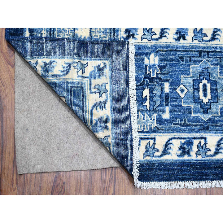 8'11" x 12'4" New Hand Knotted Blue Wool Rectangle Oriental Rug - MOA10288644