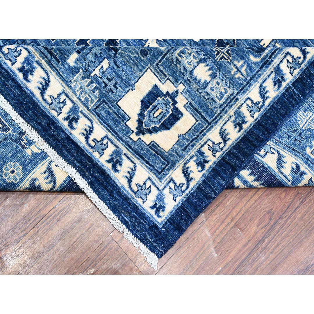 8'11" x 12'4" New Hand Knotted Blue Wool Rectangle Oriental Rug - MOA10288644