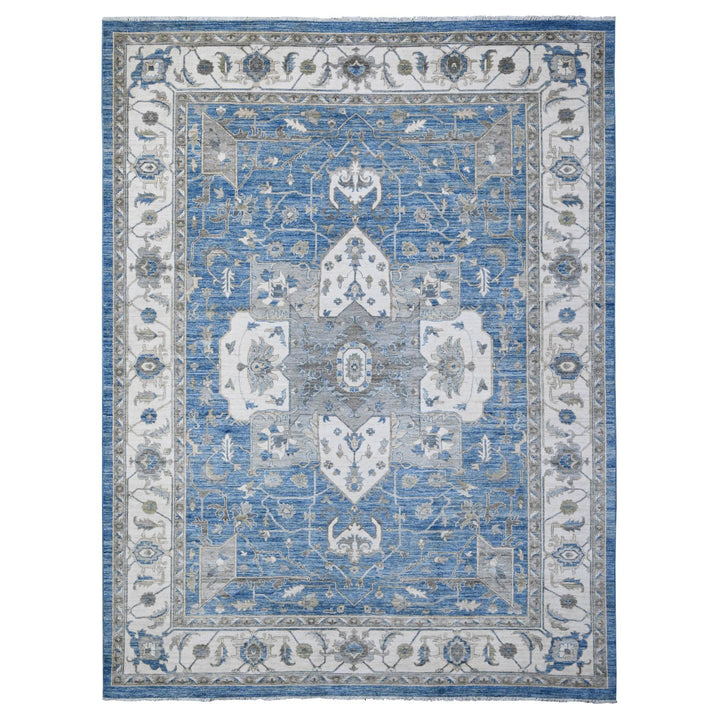 9'1" x 11'11" New Hand Knotted Blue Cotton Rectangle Oriental Rug - MOA10288645