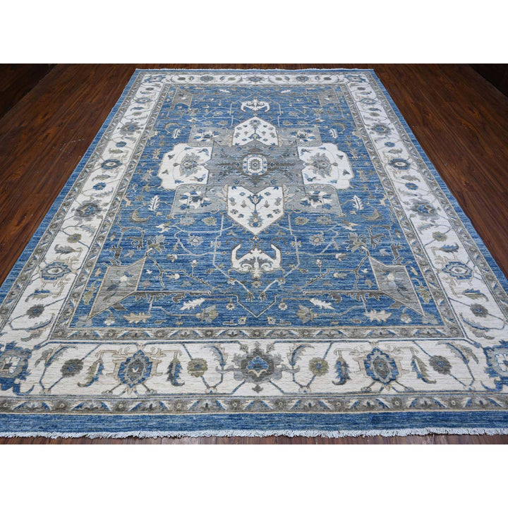 9'1" x 11'11" New Hand Knotted Blue Cotton Rectangle Oriental Rug - MOA10288645