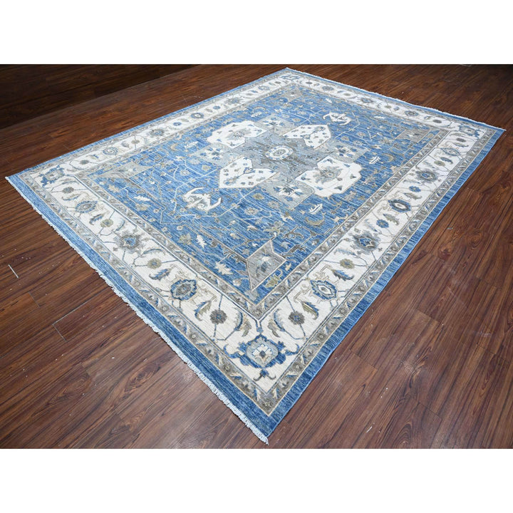 9'1" x 11'11" New Hand Knotted Blue Cotton Rectangle Oriental Rug - MOA10288645