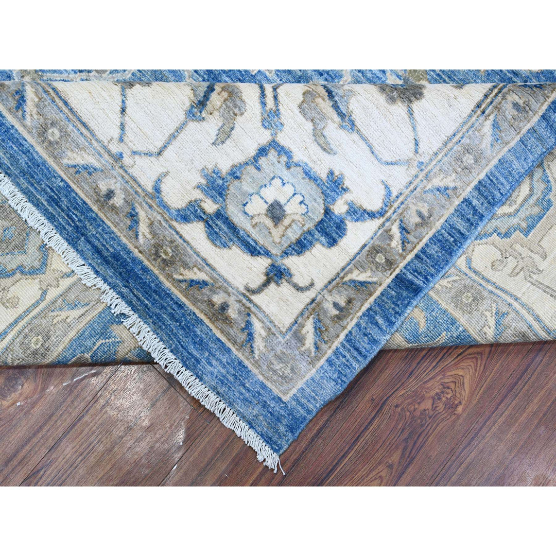 9'1" x 11'11" New Hand Knotted Blue Cotton Rectangle Oriental Rug - MOA10288645