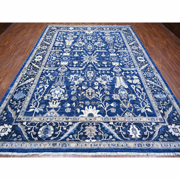 8'11" x 11'7" New Hand Knotted Blue Cotton Rectangle Oriental Rug - MOA10288646