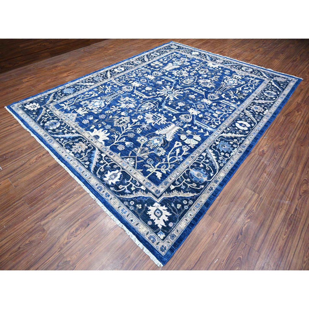 8'11" x 11'7" New Hand Knotted Blue Cotton Rectangle Oriental Rug - MOA10288646