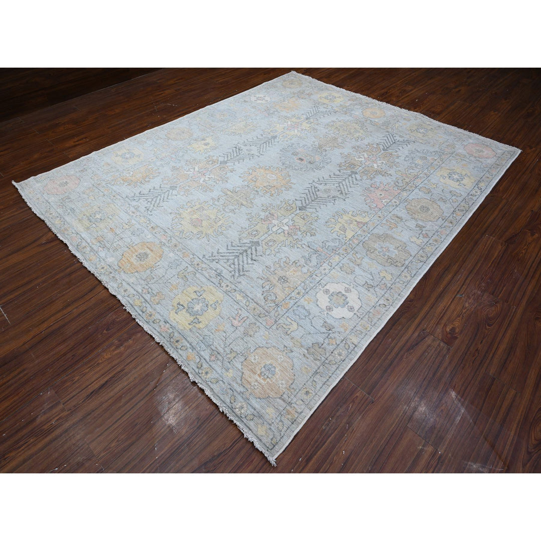 8'3" x 10'0" New Hand Knotted Grey Wool Rectangle Oriental Rug - MOA10288649