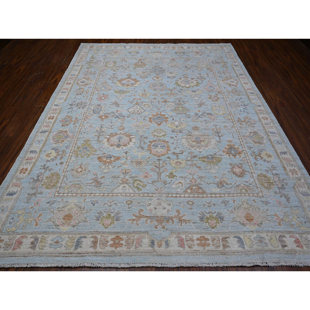 8'4" x 10'2" New Hand Knotted Blue Wool Rectangle Oriental Rug - MOA10288653