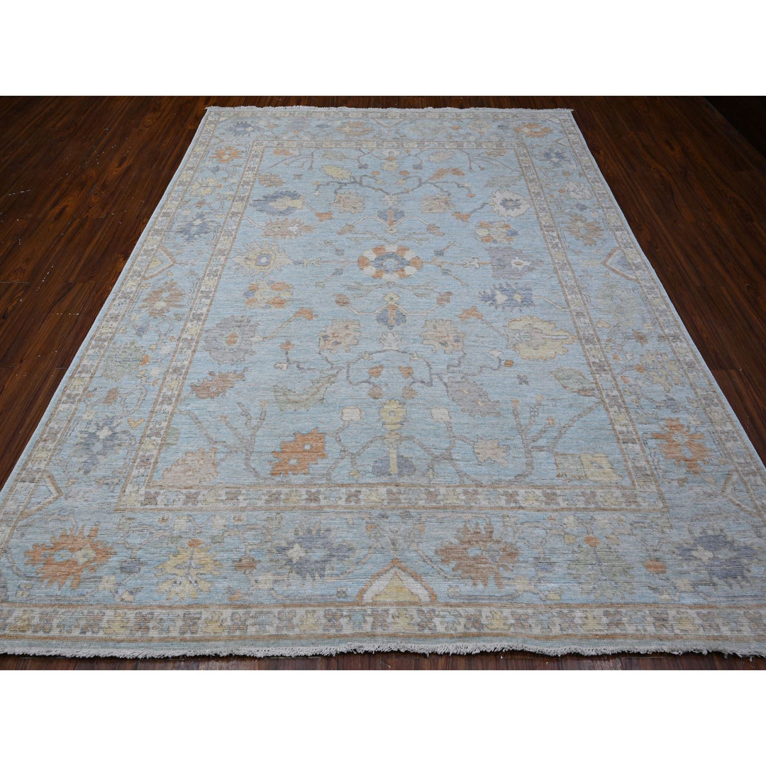 7'9" x 9'9" New Hand Knotted Blue Wool Rectangle Oriental Rug - MOA10288658