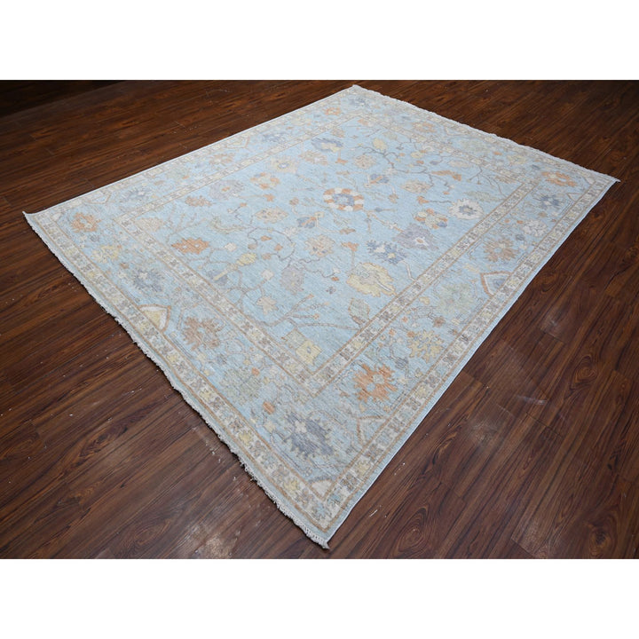 7'9" x 9'9" New Hand Knotted Blue Wool Rectangle Oriental Rug - MOA10288658