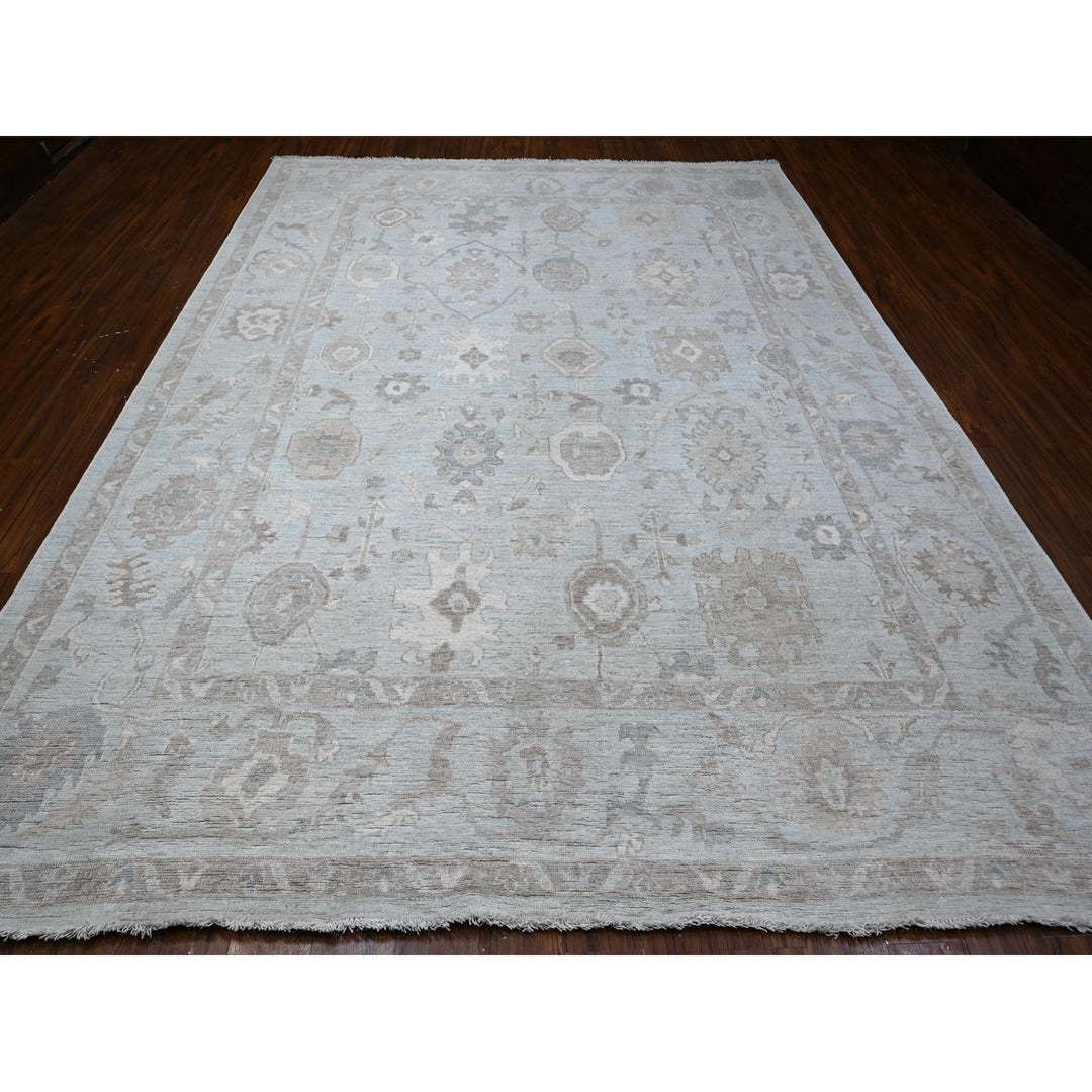 9'2" x 12'0" New Hand Knotted Grey Wool Rectangle Oriental Rug - MOA10288669