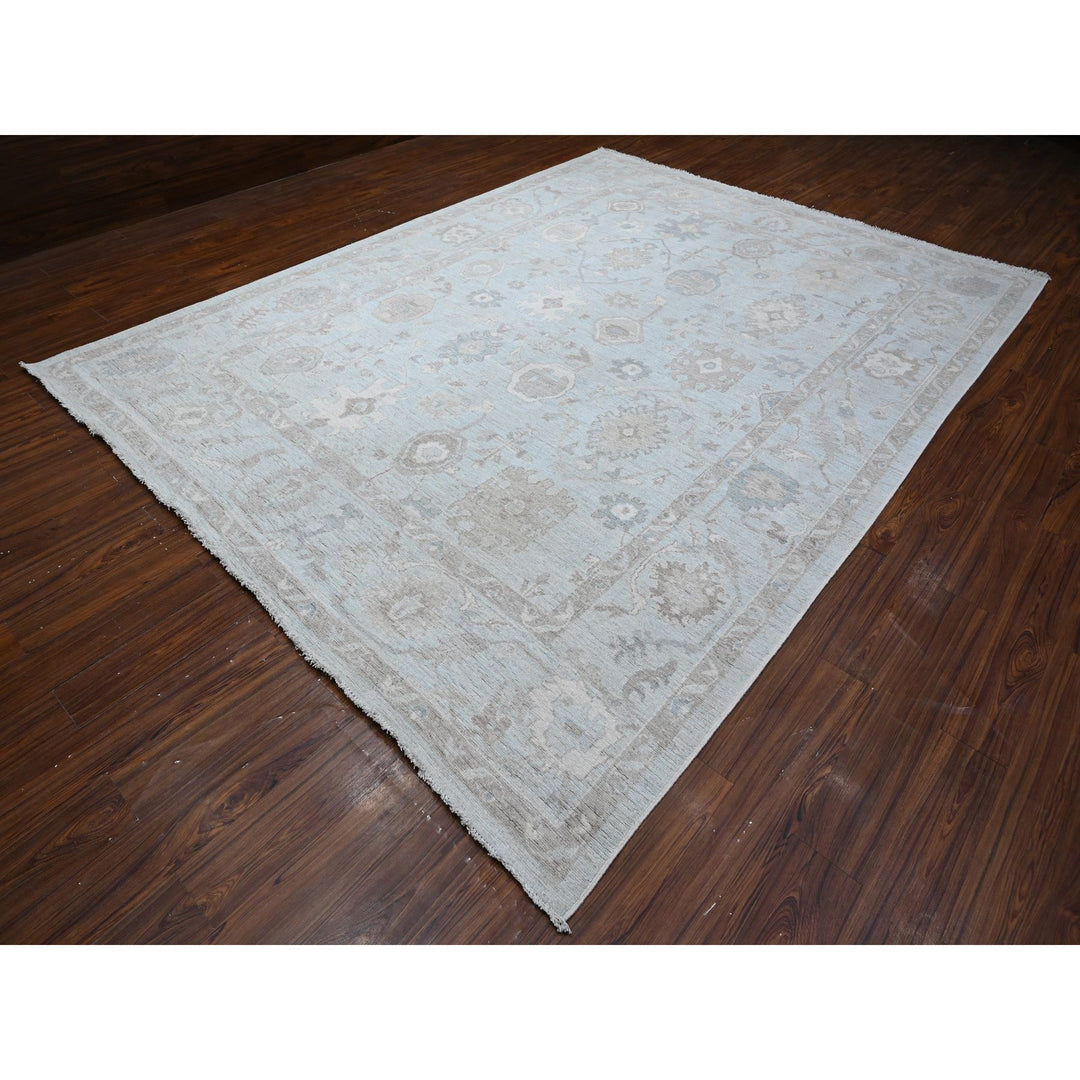 9'2" x 12'0" New Hand Knotted Grey Wool Rectangle Oriental Rug - MOA10288669