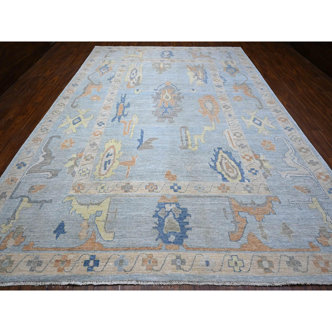 10'0" x 14'0" New Hand Knotted Blue Wool Rectangle Oriental Rug - MOA10288673