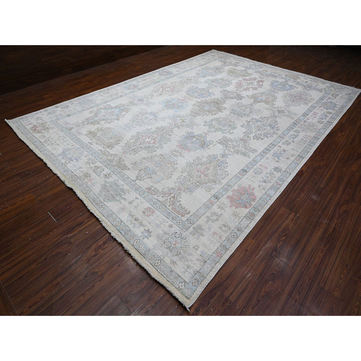 9'9" x 13'10" New Hand Knotted Grey Wool Rectangle Oriental Rug - MOA10288680