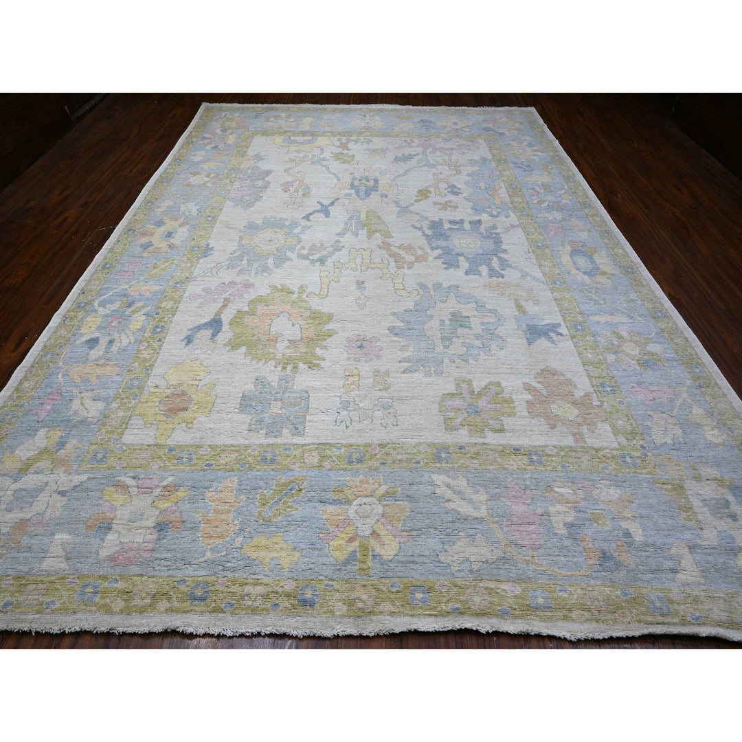 9'9" x 13'4" New Hand Knotted Blue Wool Rectangle Oriental Rug - MOA10288684