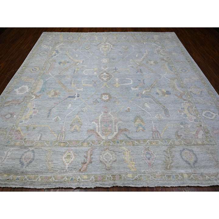 9'9" x 10'0" New Hand Knotted Blue Wool Square Oriental Rug - MOA10288685