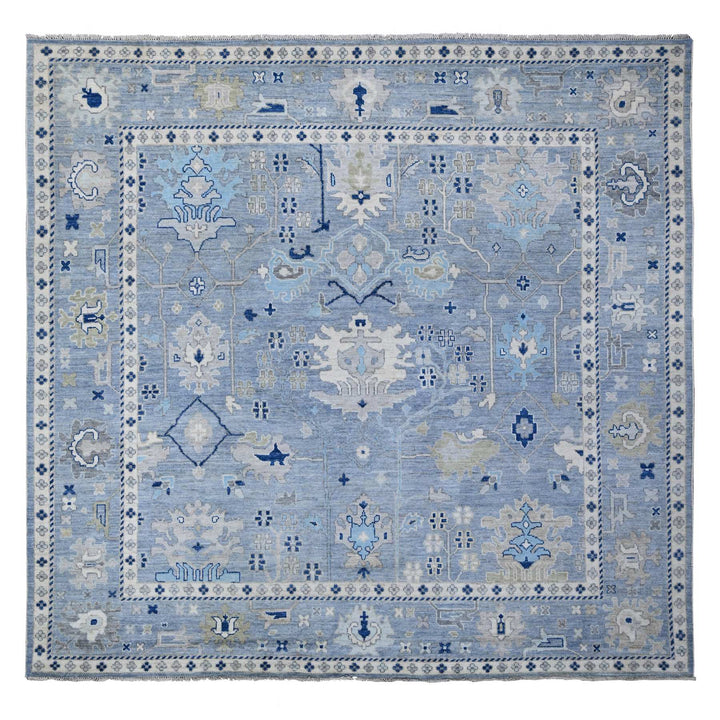 9'11" x 9'7" New Hand Knotted Blue Wool Square Oriental Rug - MOA10288687