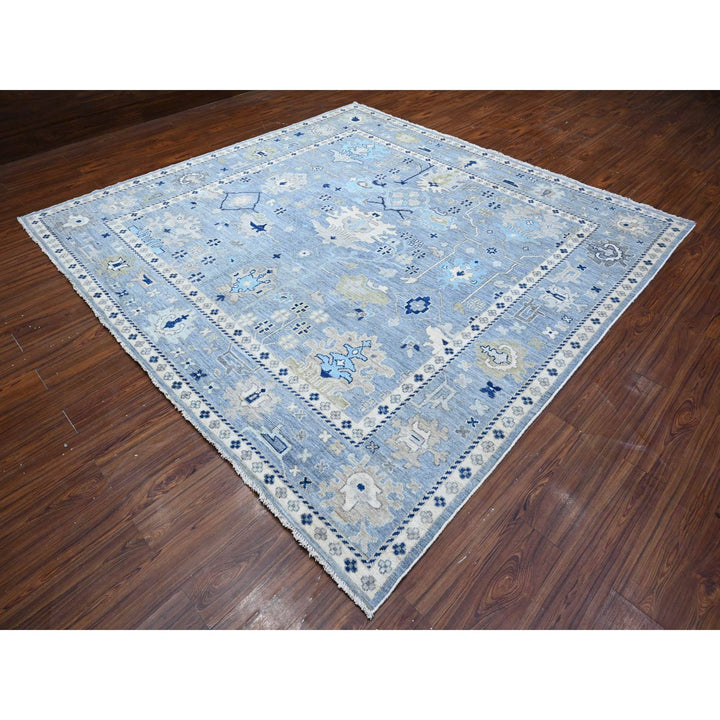 9'11" x 9'7" New Hand Knotted Blue Wool Square Oriental Rug - MOA10288687